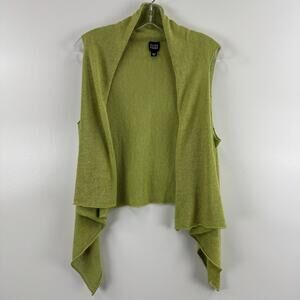 Eileen Fisher Linen Open Front Sleeveless Waterfall Draping Vest Cardigan READ!